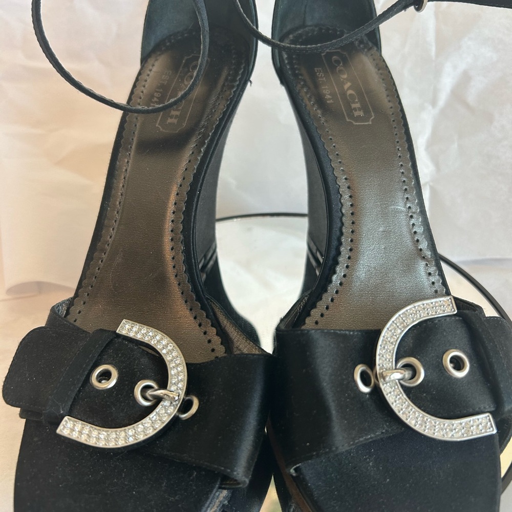 Coach Black Heels with Sparkling Buckle